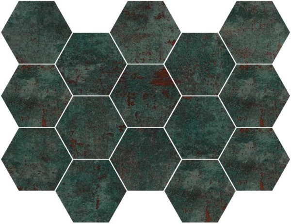 FKEU Kollektion Metalltec Kupfer Green Anpoliert Hexagon Mosaikfliese 32,5x22,5 Art.-Nr. FKEU0992055
