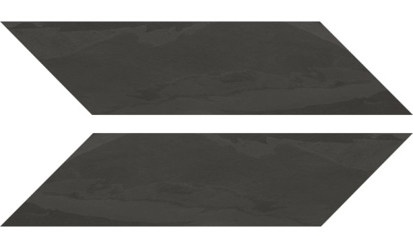 Musterfliesenstück für Unicom Starker Brazilian Slate Chevron Rail Black Fliese 12x53 Dx/Sx Art.-Nr. 9094