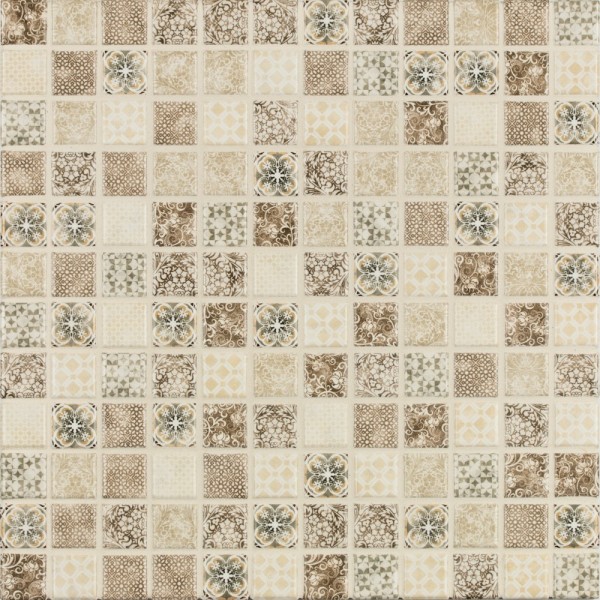 Jasba Pattern Vola Beige Braun Mosaikfliese 2X2(31X31) Art.-Nr.: 42401H - Retro Fliese in Beige