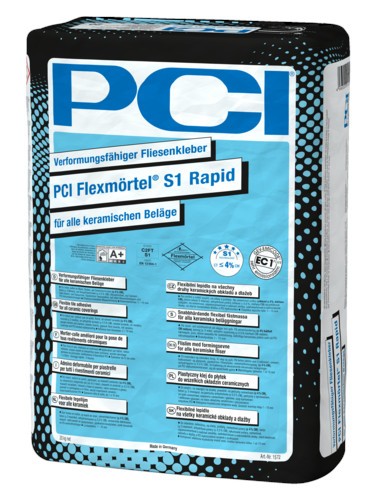 PCI Flexmörtel S1 Rapid grau Verformungsfähiger Fliesenkleber 5 kg Art.-Nr. 1573/5 - Fliese in Grau/Schlamm