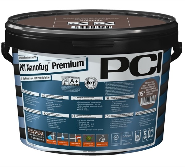 PCI Nanofug Premium Nr. 18 manhattan Variabler Flexfugenmörtel 5 kg Art.-Nr. 3005/9 - Fliese in Grau/Schlamm