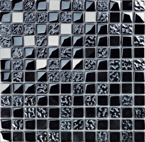 Musterfliesenstück für FKEU Kollektion Mosaico 02 Blau Schwarz Metall Mix B Mosaikfliese Tafel 30x30 Art.-Nr.: FKEU09907