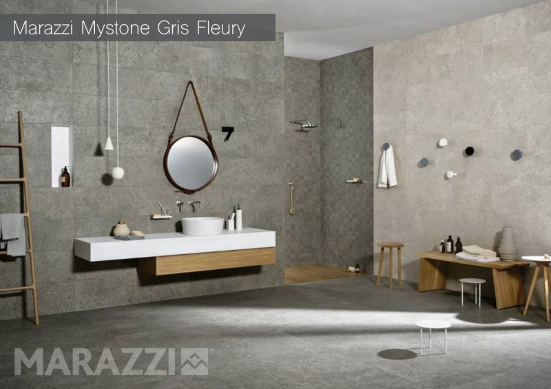 Marazzi Mystone Gris Fleury Taupe Bodenfliese 30x120 - Inspiration Badezimmer