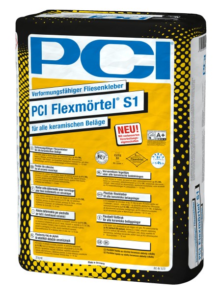 PCI Flexmörtel S1 grau Verformungsfähiger Fliesenkleber 20 kg Art.-Nr. 1570/4 - Fliese in Grau/Schlamm