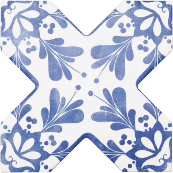 Cevica Becolors Collection Cross Stencil Electric Blu Dekorfliese 13,6x13,6 Art.-Nr. CEV513045 - Ornament-Dekor Fliese in Blau