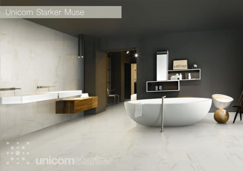Unicom Starker Muse Calacatta Poliert Bodenfliese 80x80 - Inspiration Badezimmer