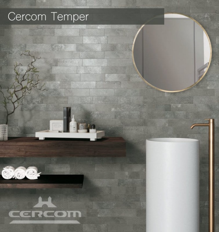 Cercom Temper Bricks Mix Argent Mosaikfliese 24x40 - Inspiration Badezimmer