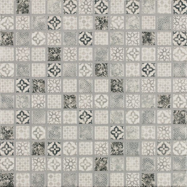 Jasba Pattern Vola Grau Mosaikfliese 2X2(31X31) Art.-Nr.: 42402H - Retro Fliese in Grau/Schlamm