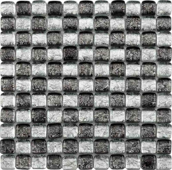 Bärwolf Ice Cube Silver Black Mix Mosaikfliese 2,5x2,5 Art.-Nr.: GL-11003