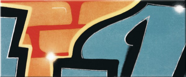 Steuler Graffiti Petrol Orange Wandfliese 33x80/0,8 Art.-Nr.: Y33011001 - Betonoptik Fliese in Farbmix