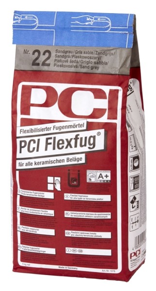 PCI Flexfug Nr. 22 sandgrau Flexibilisierter Fugenmörtel 5 kg Art.-Nr. 1076/1 - Fliese in Grau/Schlamm